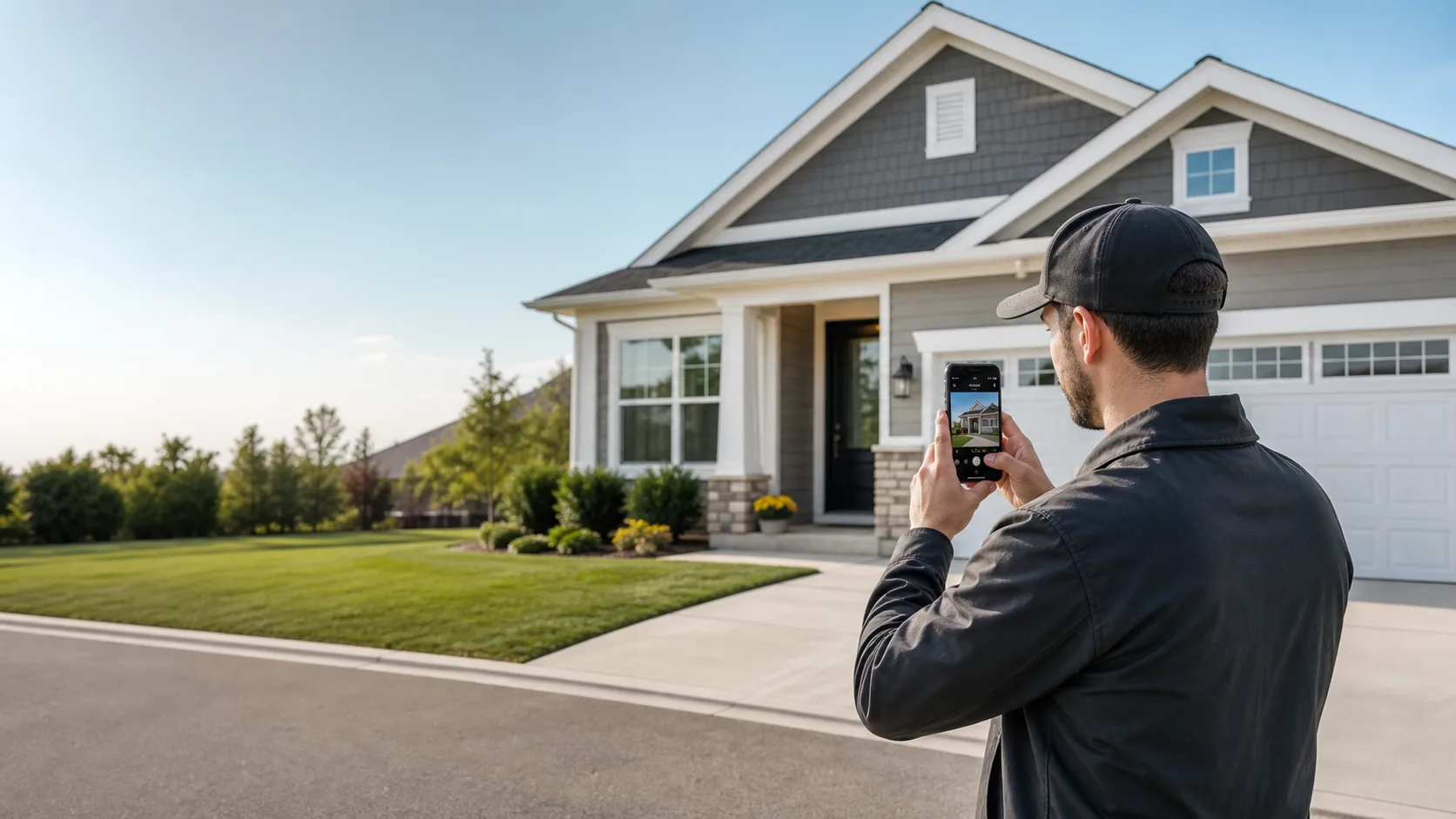 Field agent documenting a property visit with photo proof